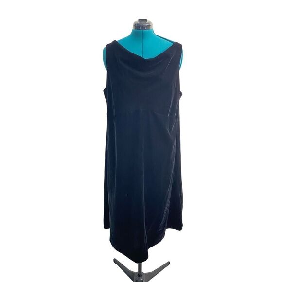 Jaclyn Smith Classic Empire Waist Draped Neck Black Velvet Midi Dress Size 22W - Picture 1 of 6